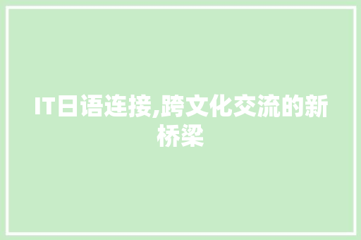 IT日语连接,跨文化交流的新桥梁 建站教程