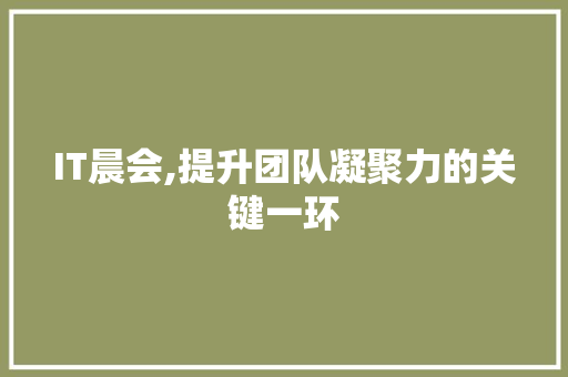 IT晨会,提升团队凝聚力的关键一环 WordPress教程
