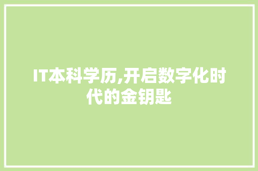 IT本科学历,开启数字化时代的金钥匙 WordPress教程