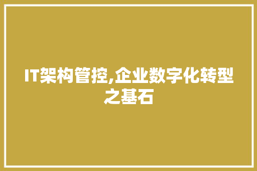 IT架构管控,企业数字化转型之基石