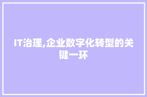 IT治理,企业数字化转型的关键一环
