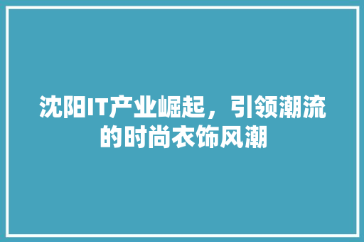 沈阳IT产业崛起，引领潮流的时尚衣饰风潮