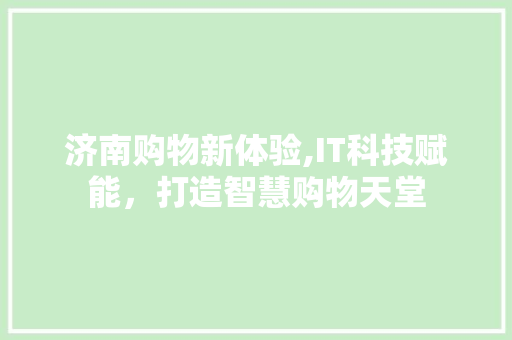 济南购物新体验,IT科技赋能，打造智慧购物天堂