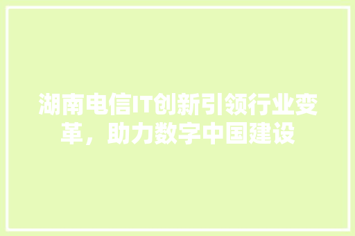湖南电信IT创新引领行业变革，助力数字中国建设 Web前端
