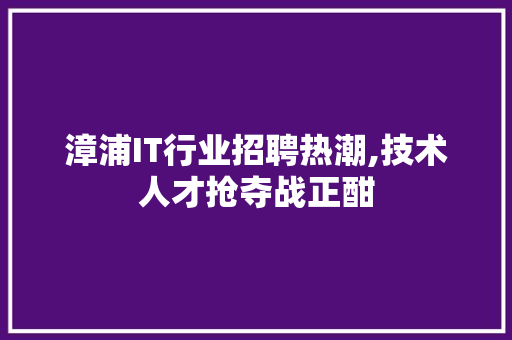 漳浦IT行业招聘热潮,技术人才抢夺战正酣