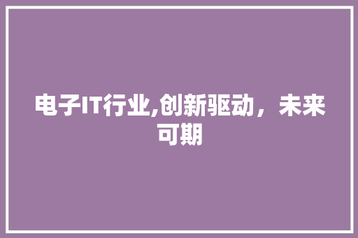 电子IT行业,创新驱动，未来可期