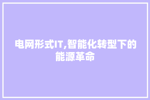 电网形式IT,智能化转型下的能源革命