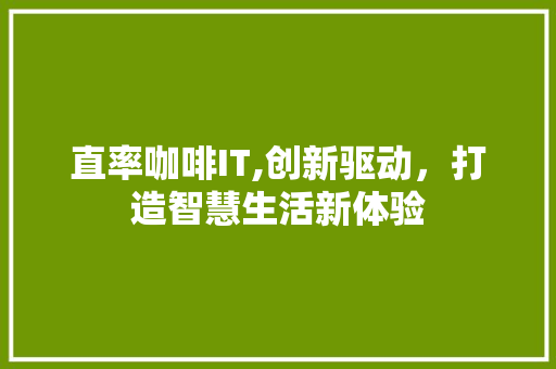 直率咖啡IT,创新驱动，打造智慧生活新体验
