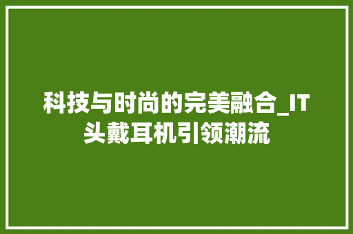 科技与时尚的完美融合_IT头戴耳机引领潮流