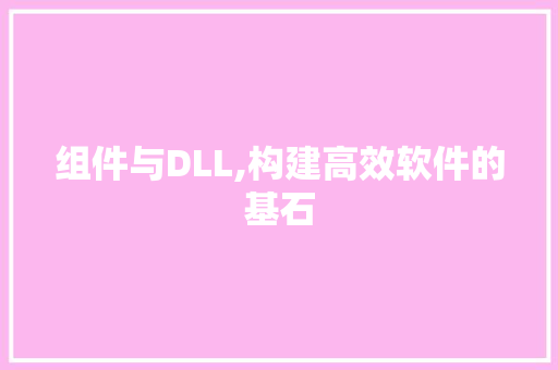 组件与DLL,构建高效软件的基石