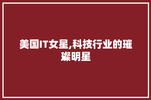 美国IT女星,科技行业的璀璨明星 建站教程