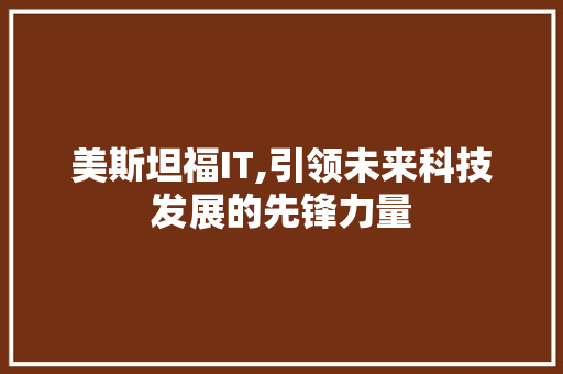 美斯坦福IT,引领未来科技发展的先锋力量 WordPress教程