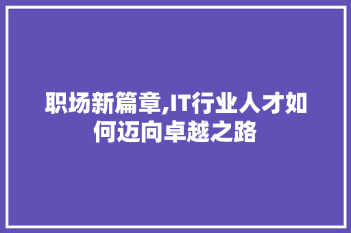 职场新篇章,IT行业人才如何迈向卓越之路 友链在线