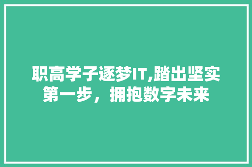 职高学子逐梦IT,踏出坚实第一步，拥抱数字未来 服务器/数据库
