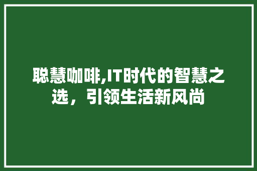 聪慧咖啡,IT时代的智慧之选，引领生活新风尚 建站教程