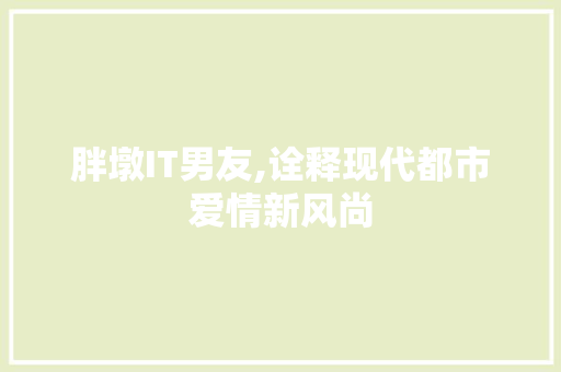 胖墩IT男友,诠释现代都市爱情新风尚 WordPress教程