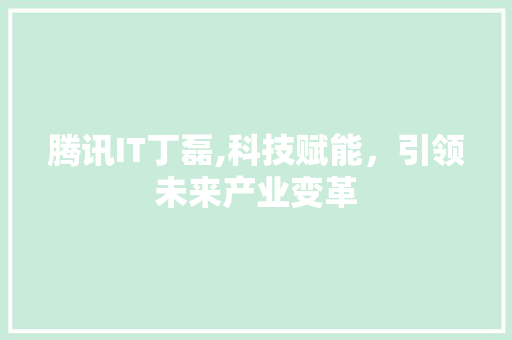 腾讯IT丁磊,科技赋能，引领未来产业变革 WordPress教程