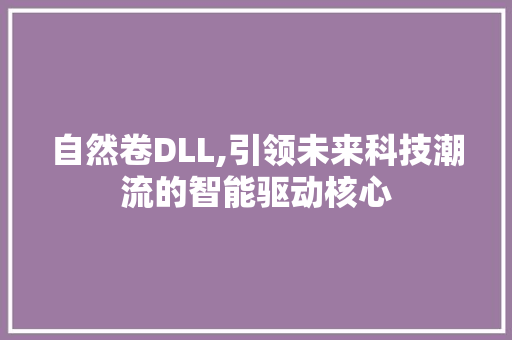 自然卷DLL,引领未来科技潮流的智能驱动核心
