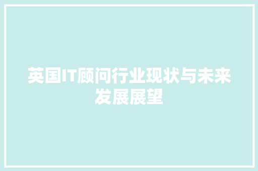 英国IT顾问行业现状与未来发展展望