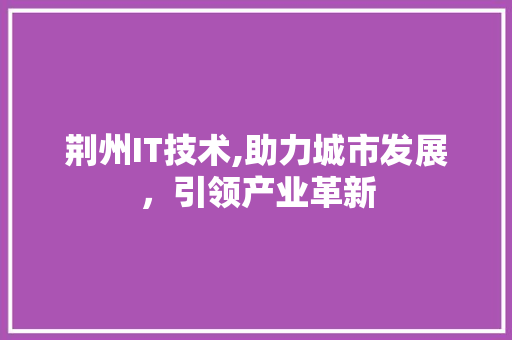 荆州IT技术,助力城市发展，引领产业革新