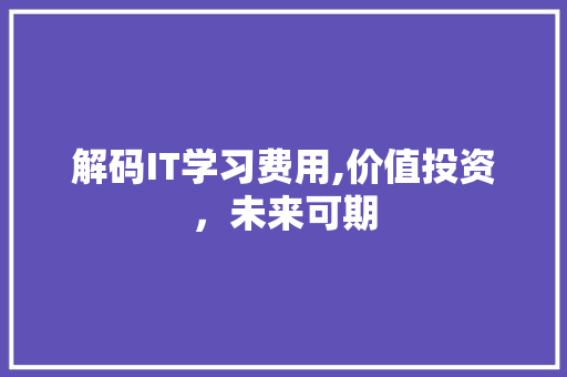 解码IT学习费用,价值投资，未来可期 友链在线
