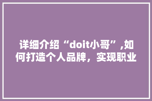详细介绍“doit小哥”,如何打造个人品牌，实现职业成长 Web前端