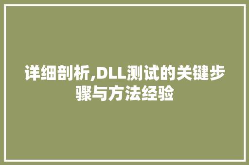 详细剖析,DLL测试的关键步骤与方法经验 WordPress教程