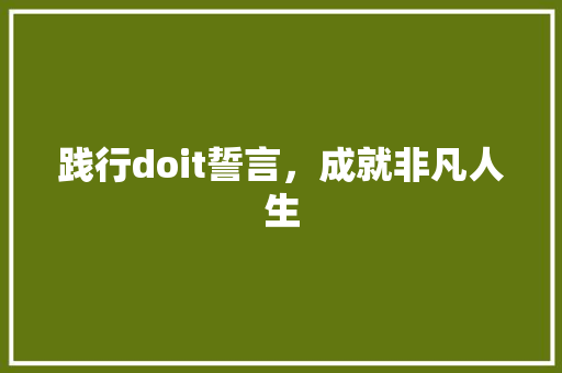 践行doit誓言，成就非凡人生
