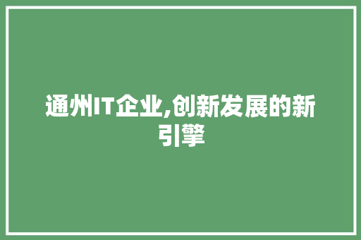 通州IT企业,创新发展的新引擎 建站教程