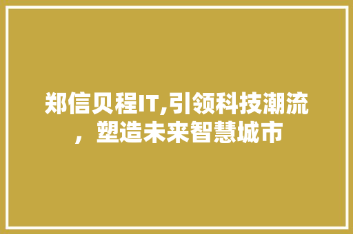 郑信贝程IT,引领科技潮流，塑造未来智慧城市 Web前端