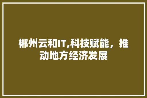 郴州云和IT,科技赋能，推动地方经济发展 Web前端