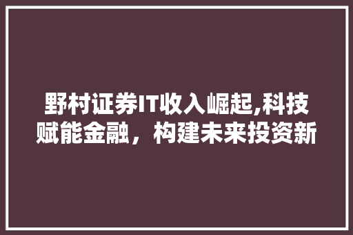 野村证券IT收入崛起,科技赋能金融，构建未来投资新生态