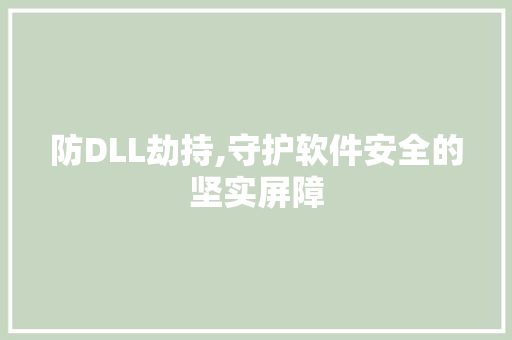 防DLL劫持,守护软件安全的坚实屏障