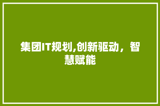 集团IT规划,创新驱动，智慧赋能