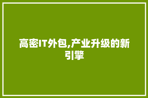 高密IT外包,产业升级的新引擎 服务器/数据库