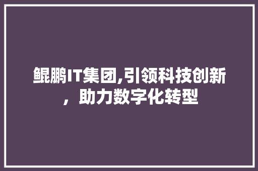 鲲鹏IT集团,引领科技创新，助力数字化转型