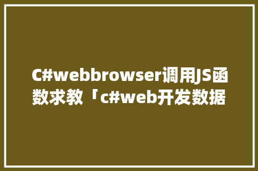 C#webbrowser调用JS函数求教「c#web开发数据库连接」 友链在线