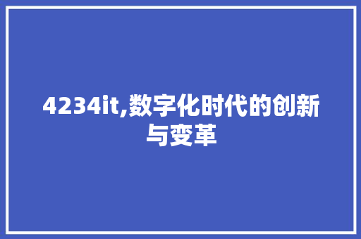 4234it,数字化时代的创新与变革 服务器/数据库