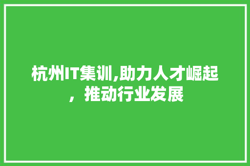杭州IT集训,助力人才崛起，推动行业发展 服务器/数据库