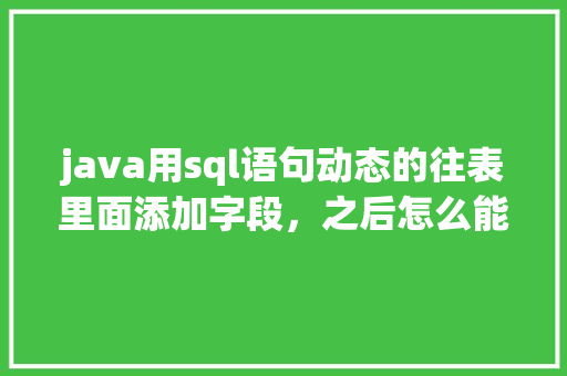 java用sql语句动态的往表里面添加字段，之后怎么能动态的读写新字段的数据「java查询数据库并显示」