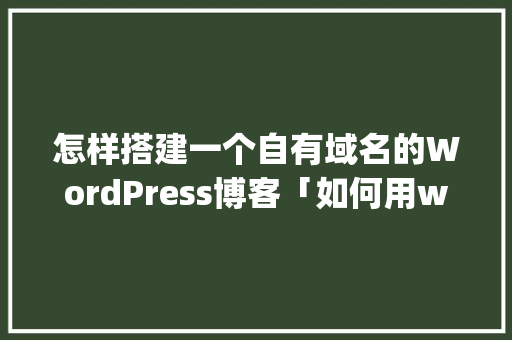怎样搭建一个自有域名的WordPress博客「如何用wordpress搭建网站」 WordPress教程