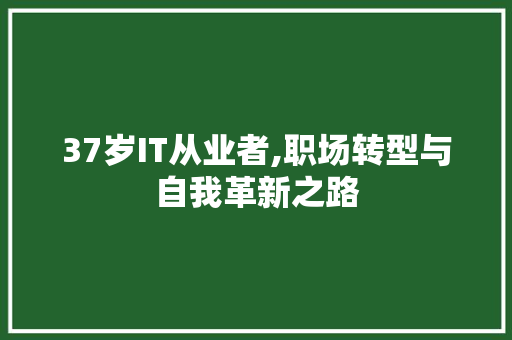 37岁IT从业者,职场转型与自我革新之路