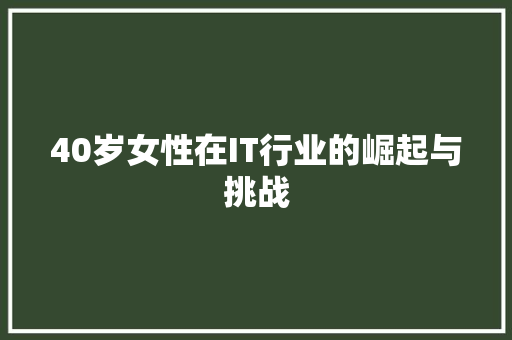 40岁女性在IT行业的崛起与挑战 建站教程