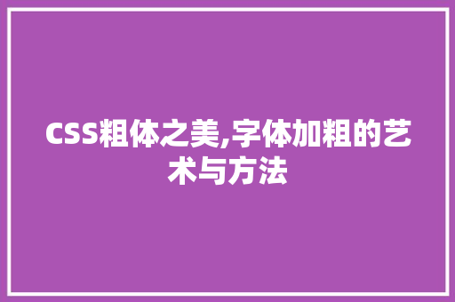 CSS粗体之美,字体加粗的艺术与方法 SEO教程