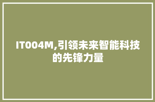 IT004M,引领未来智能科技的先锋力量 建站教程