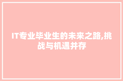 IT专业毕业生的未来之路,挑战与机遇并存