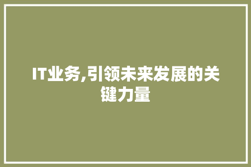 IT业务,引领未来发展的关键力量 友链在线