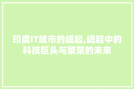 印度IT城市的崛起,崛起中的科技巨头与繁荣的未来