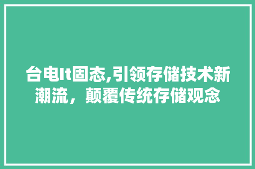 台电It固态,引领存储技术新潮流，颠覆传统存储观念 建站教程