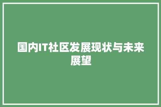 国内IT社区发展现状与未来展望